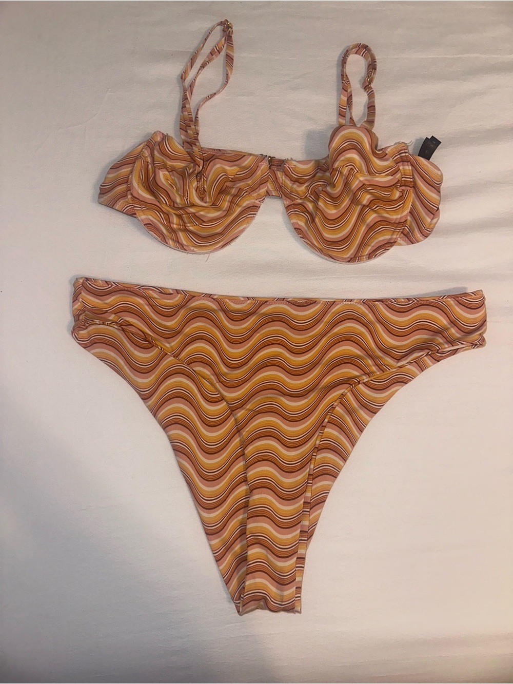 Urban Outfitters Mustard Multi Wave Underwire Bikini Set